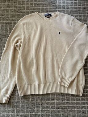 Polo by Ralph Lauren Cream Crewneck Sweater, 100% Cotton